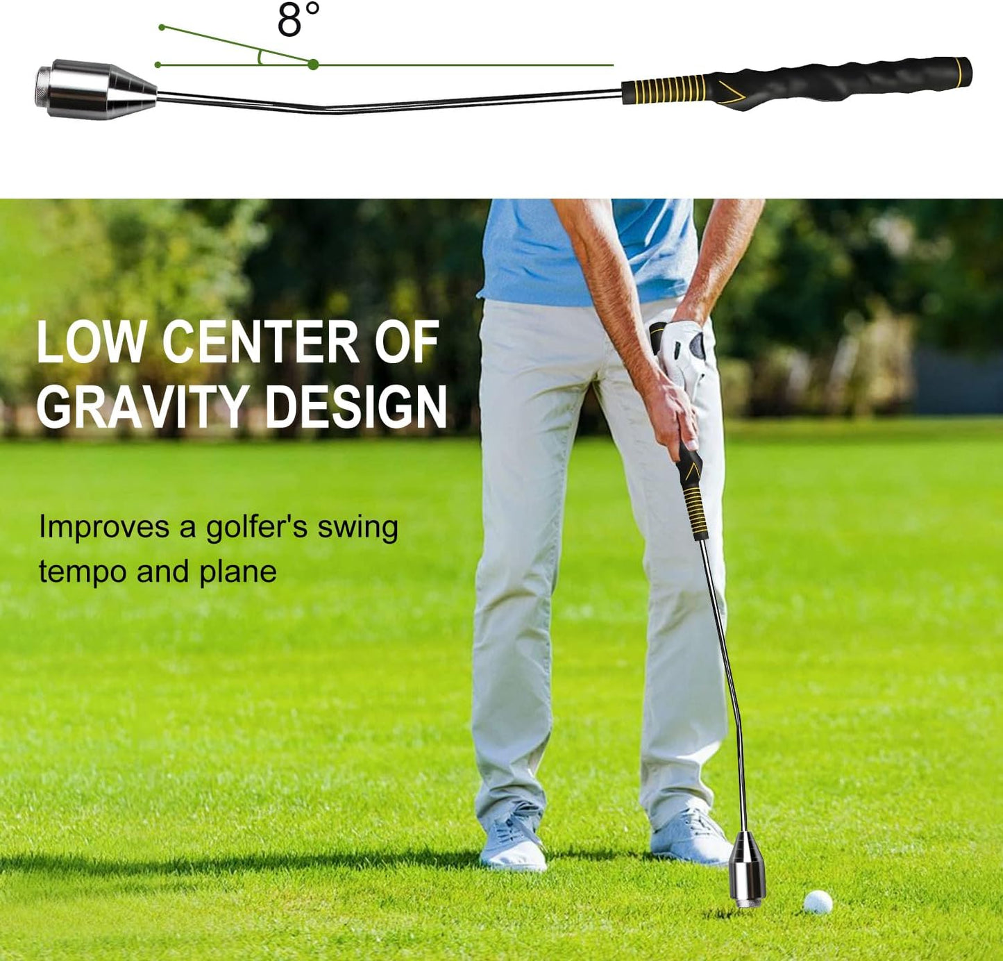 Golf Swing Trainer Aid, Weighted Golf Club for Tempo & Grip Training for Right & Left-Handed Golfers, Indoor & Outdoor Warm-Up Practice Accessories