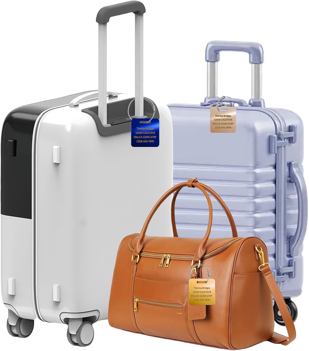 5 Pack Custom Engraved Luggage Tags, 2 x 2 inches Waterproof Personalized Luggage Tags, Aluminum Personalized Bag Tags for Suitcases/Backpack/Luggage Accessories [Gold]