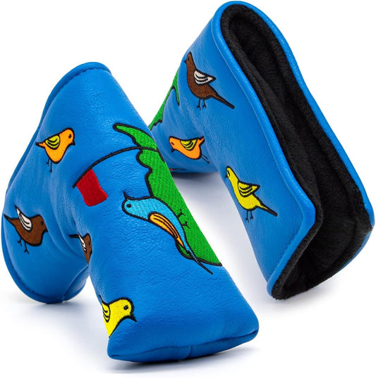 Barudan Golf Birdie&Green Golf Putter Cover Headcover Magnetic Blue PU Leather Made Golf Headcovers for Putters
