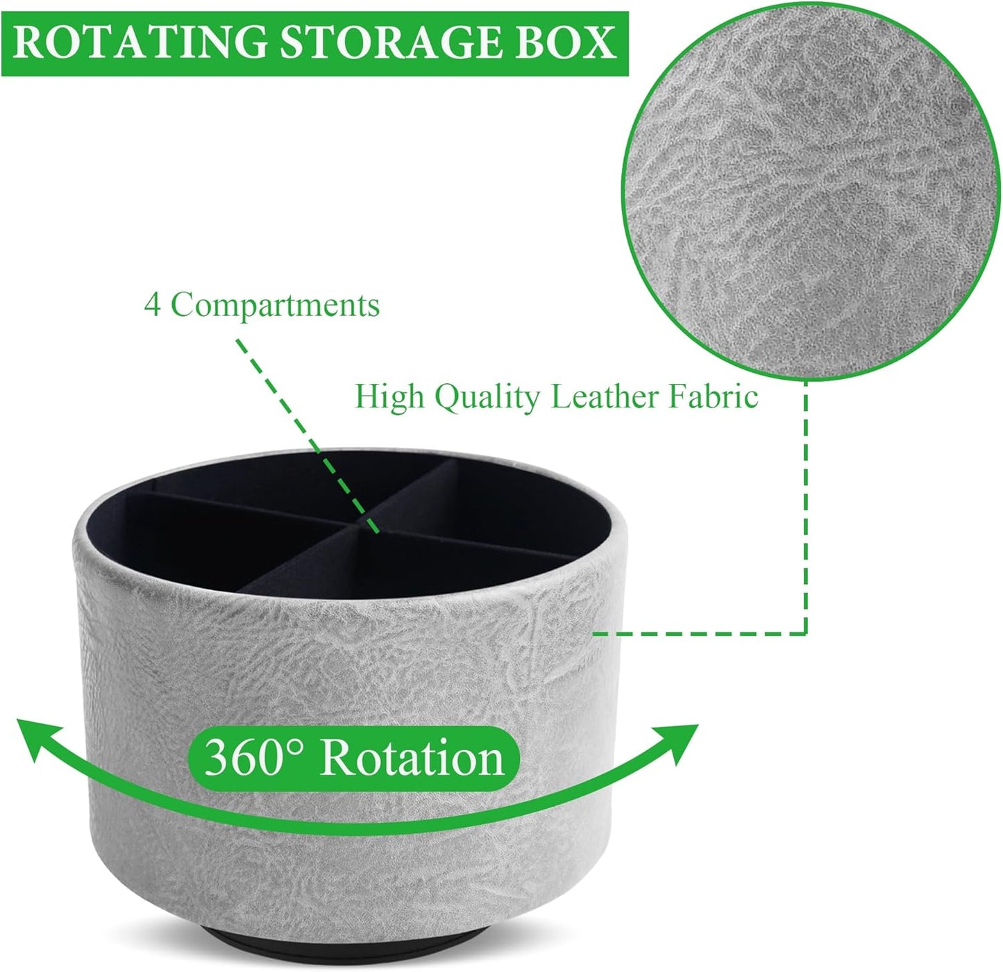 Hennaja Round Leather Art Supply Organizer,Remote Control Holder,360 Degree Spinning,Multi-Functional Pencil Holder,4 Compartments Desktop Stationary Organizer(1-Crazy Blue)