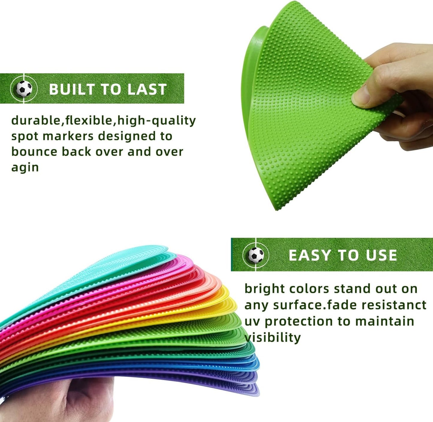 Spot Markers 18 Pcs 9 Inch 10 Inch Non Slip Rubber Agility Markers for Football, Basketball Training Markers,School Activities, Exercise Drills