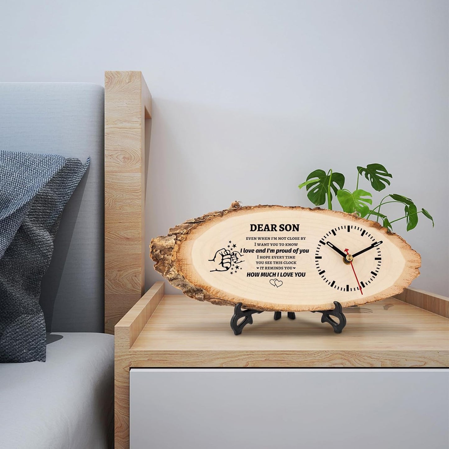 BeauGift Gifts for Son, Christmas Wooden Clock Gifts for Son from Mom Dad, Birthday Gifts for Son in Law, from Mother Father to My Son