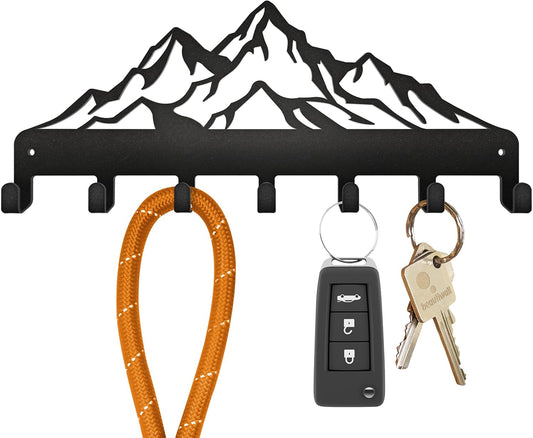 Key Holder Steel Metal Wall Hanger with Hooks for car, Apartment, Garage, Storage, Keys (Mountains)