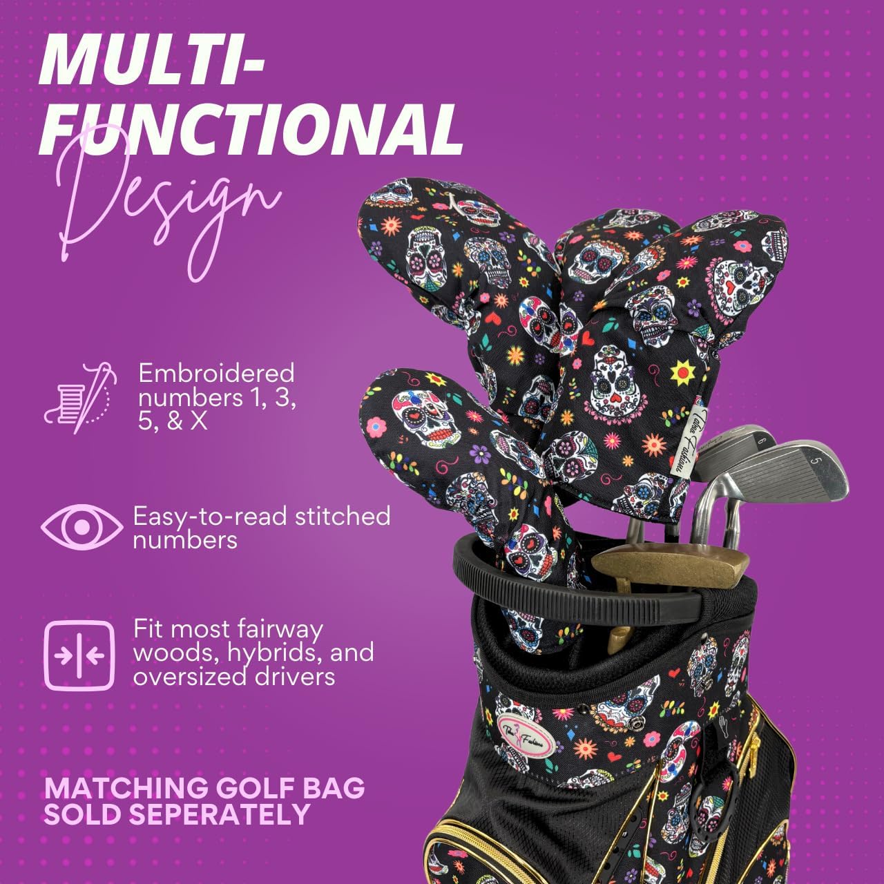 Taboo Fashions Resort Collection Golf Club Covers for Women - Numbered Golf Headcovers Set for Driver, Fairway and Hybrid Clubs - Weather Resistant, Pack of 4