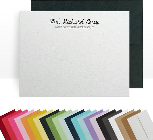 Personalized Note Cards – Custom Flat Stationery Set with Name – Personalized Thank You Cards – Elegant Personalized Stationery for Women (Richard Corey)