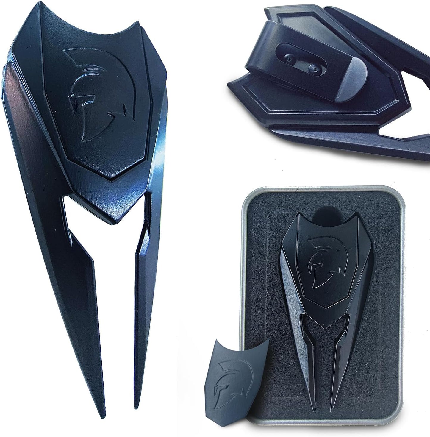 Spartan Helmet Golf Divot Tool with Magnetic Ball Marker & Belt Clip, Solid Metal Golf Accessory, Unique Design Gift for Golfers