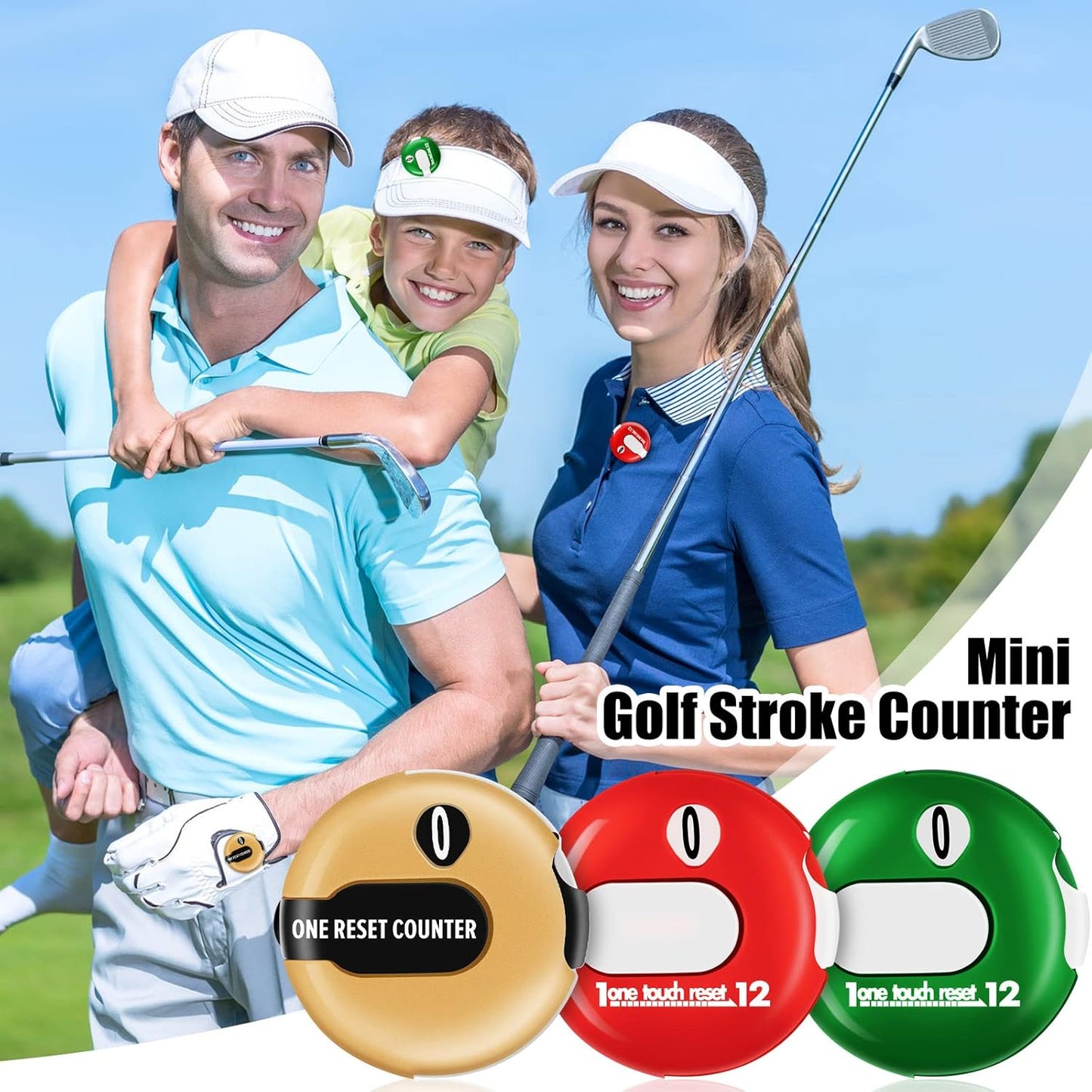 9 Pcs Golf Score Counter Mini Golf Stroke Counter Clicker Accessories for Women Men Scoring Keeper with Touch Reset and Clip Attachment to Scorekeeper Glove, 1.2 in