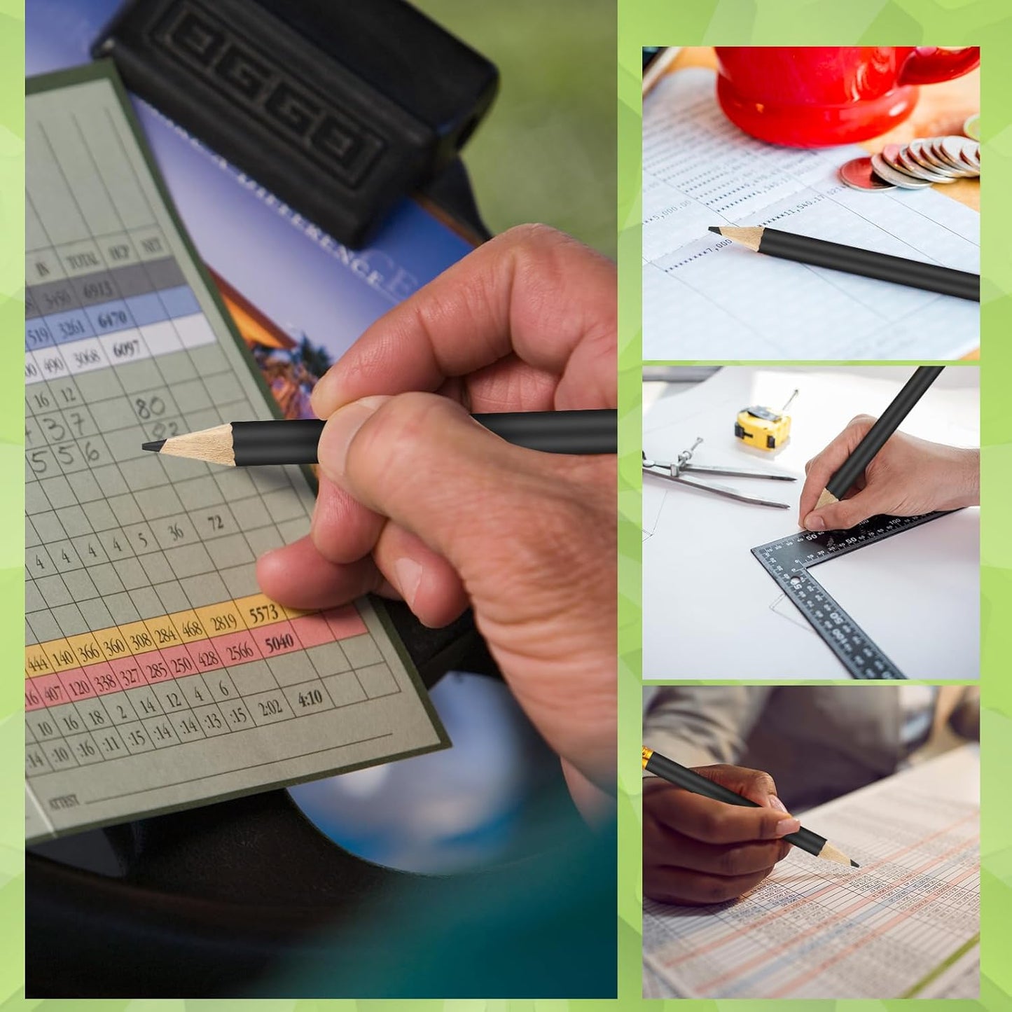 50 Pcs 4 Inch Mini Golf Pencils with Erasers Bulk Pack of Wooden Pencils for Parties Weddings School and Offices (Black)