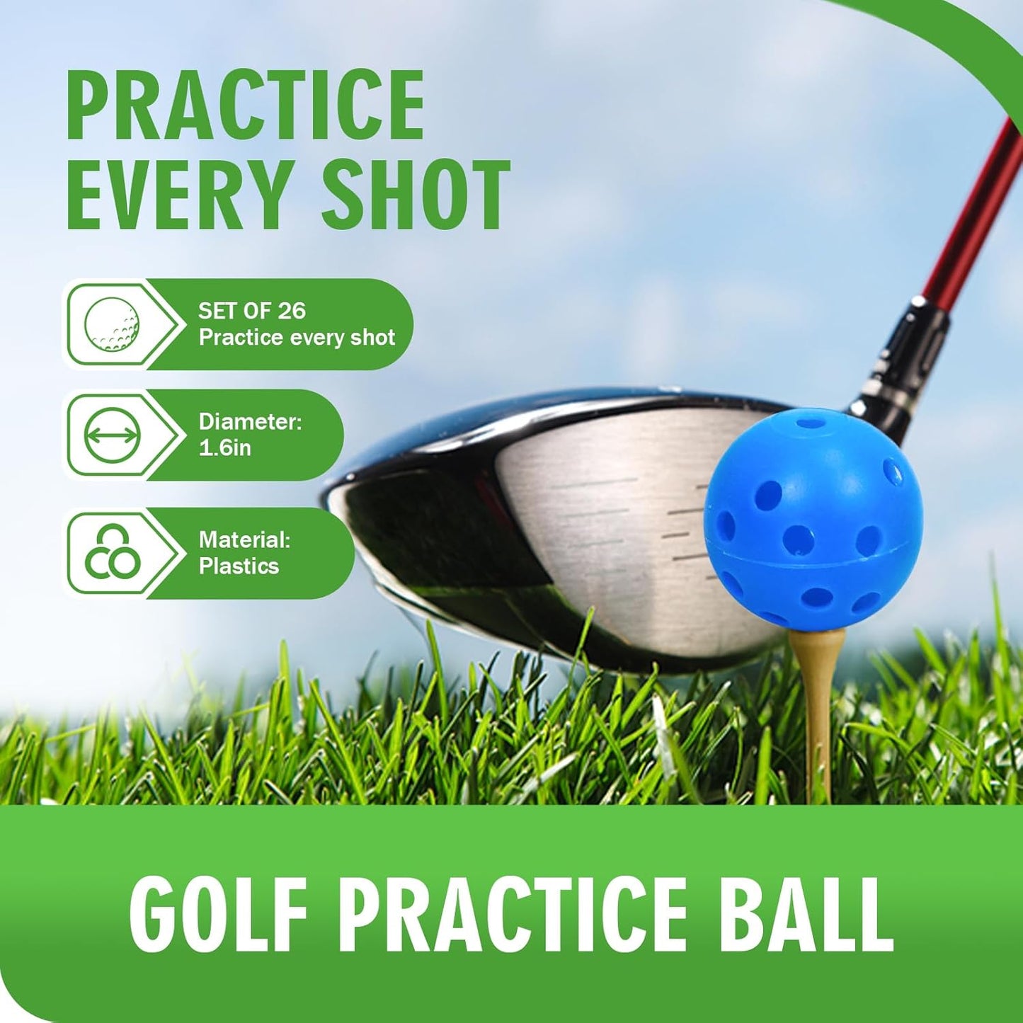 Plastic Golf Balls Practice Limited Flight Golf Training Ball Hollow Swing Practice Indoor Golf Balls with Mesh Drawstring Bag for Backyard Driving Range or Outdoor