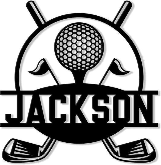 Personalized Golf Metal Sign, Golfer Hanging Sign Outdoor Porch Welcome, Custom Name Wall Fence Yard Patio Home Office Decor Gifts for Dad, Husband, Son by OhaPrints