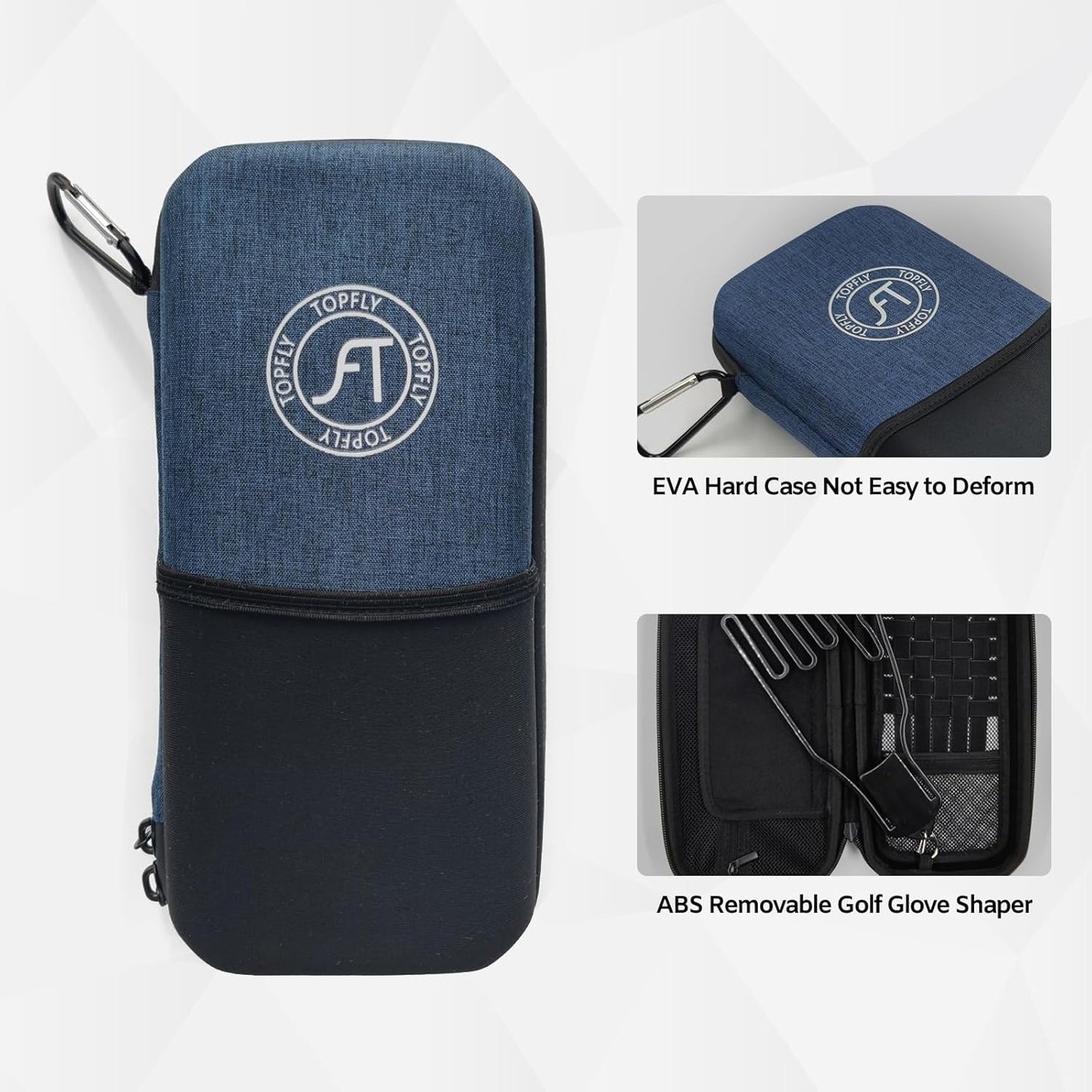 Golf Glove Holder with Removable Golf Glove Shaper, Golf Accessories Organizer Bag for Phone, Tees, Divot Tools & Ball Markers for Men and Women