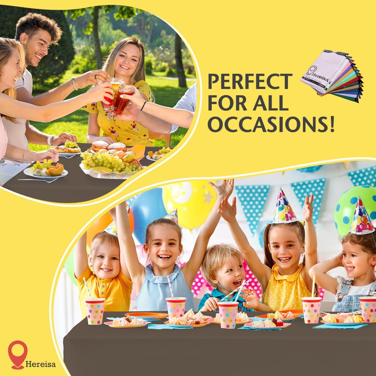 Brown Plastic Tablecloths 3 Pack 54 x 108 Inches Rectangular PEVA Table Covers for Parties, Birthdays, Weddings, BBQ, Picnic