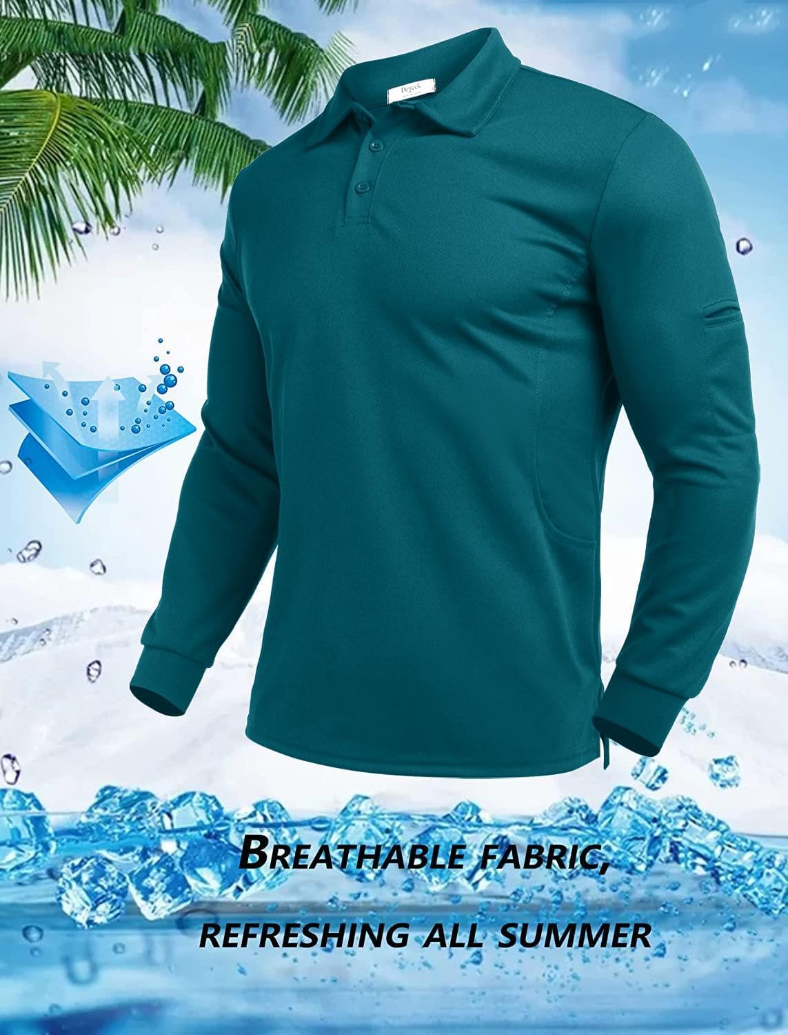 Deyeek Men's Polo Shirts Long Sleeve Golf Polo Shirts for Men Quick Dry UPF 50+ Sun Protection Polos Casual Collared Shirts