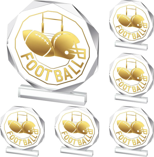 6 Pack Sports Trophy Acrylic Award Medals 4.72 x 4.72 Inch Sports Contest Trophies Bulk Plaques Team Prize Gift Trophies for Competition