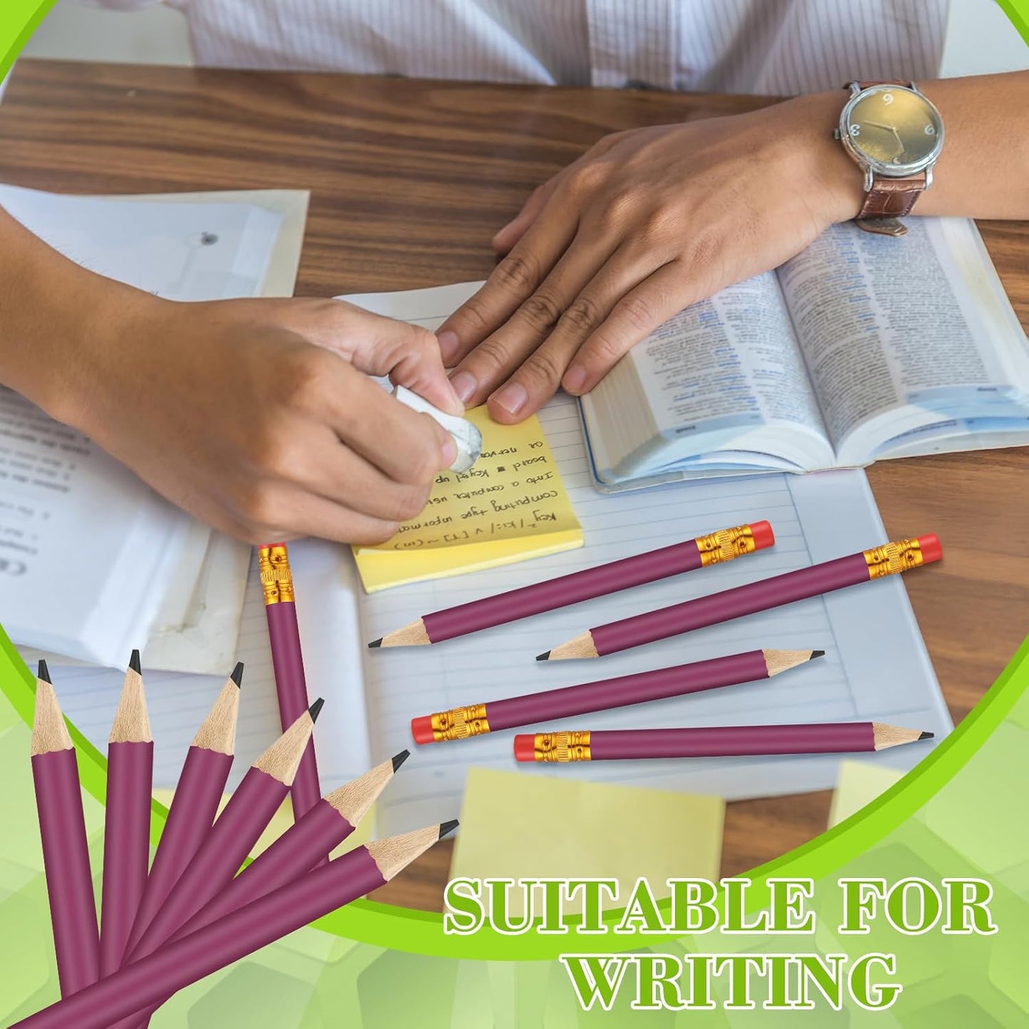 50 Pcs 4 Inch Mini Golf Pencils with Erasers Bulk Pack of Wooden Pencils for Parties Weddings School and Offices (Purple)