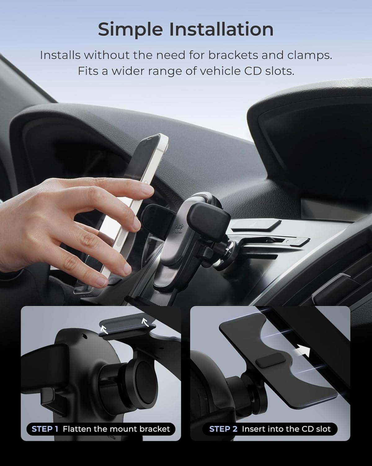 iOttie Easy One Touch Advanced CD Slot Car Phone Mount - Universal Cell Phone Holder for iPhone, Google, Samsung, LG, Moto and All Other Smartphones