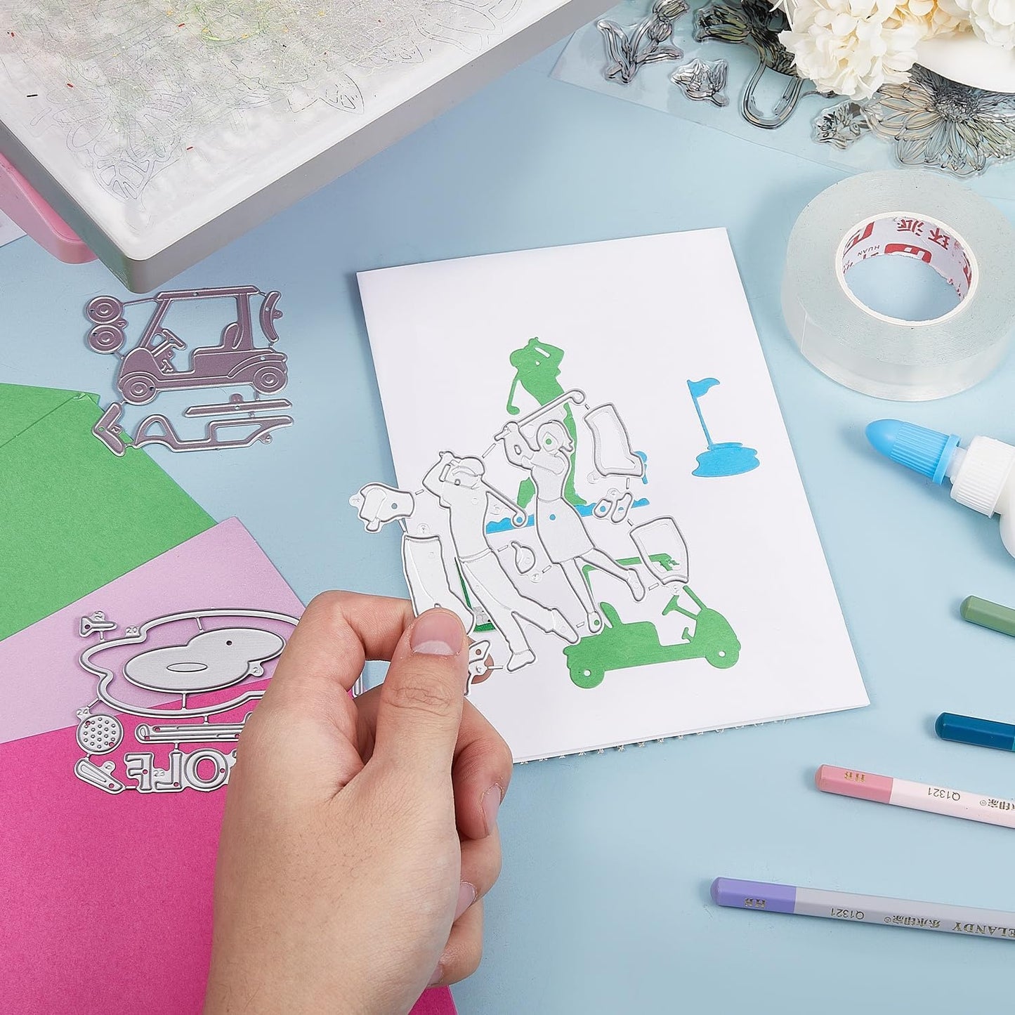 GLOBLELAND Golf Lady Man Cutting Dies for DIY Scrapbooking Metal Golf Sport Die Cuts Embossing Stencils Template for Paper Card Making Decoration Album Craft Decor