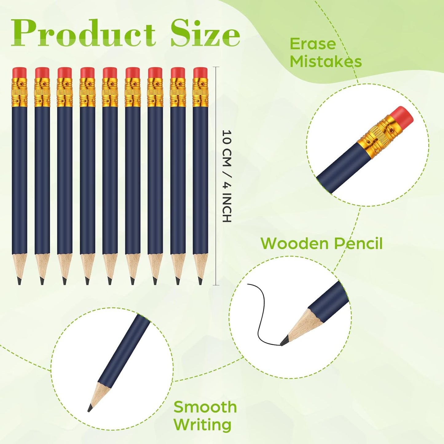 50 Pcs 4 Inch Mini Golf Pencils with Erasers Bulk Pack of Wooden Pencils for Parties Weddings School and Offices (Blue)