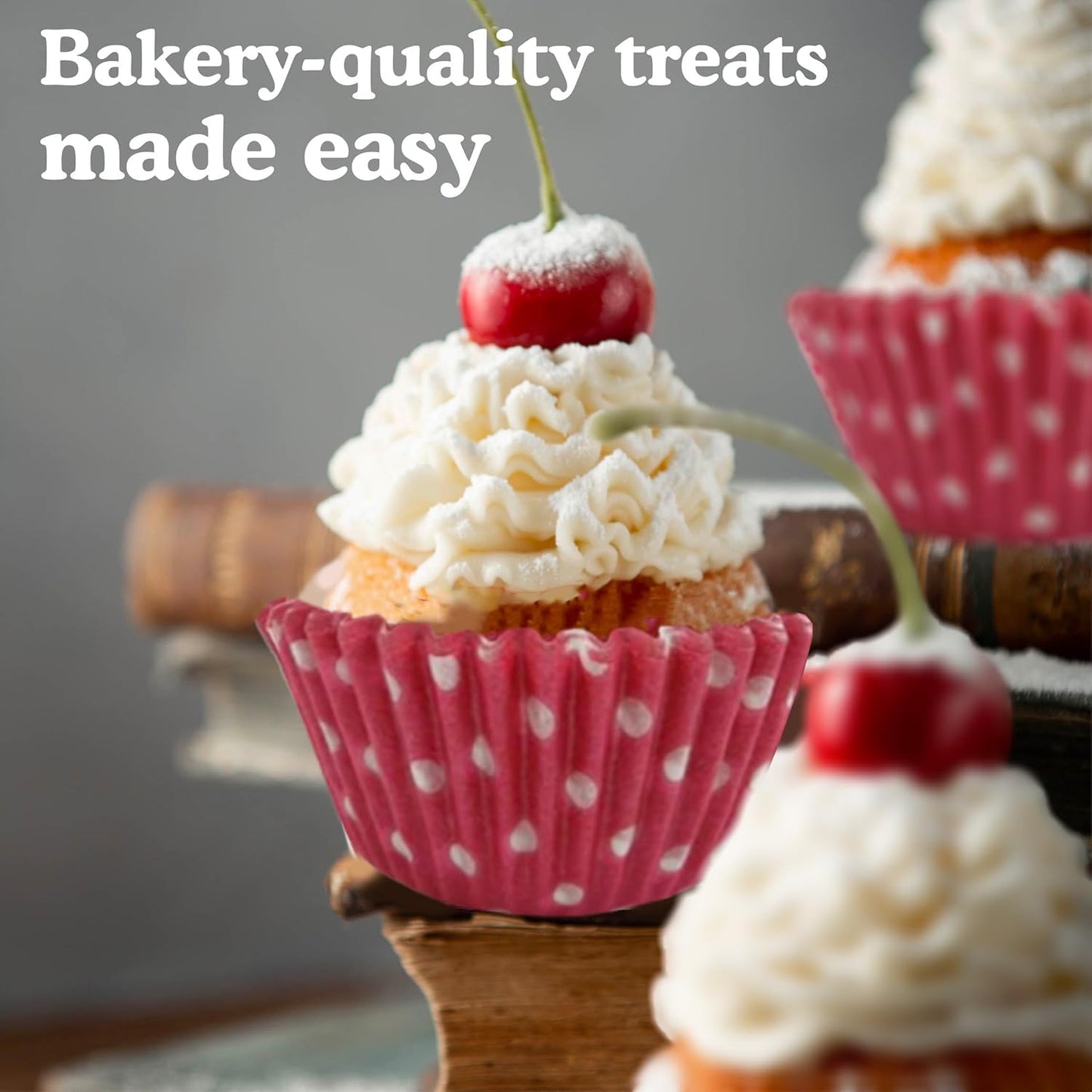 Regency Wraps Greaseproof Professional Grade Baking Cups, Pack of 40, Standard Liners, Pink/White Polka Dots, for Cupcakes, Muffins, Candy, Non Stick