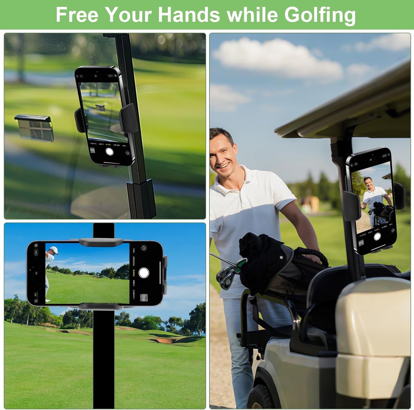 Magnetic Golf Cart Phone Holder for EZGO Club Car Yamaha, Golf Cart Phone Mount with Strong Magnets for iPhone Samsung Galaxy Google Pixel & all Cellphones, Easy Pick & Place Golfing Accessories