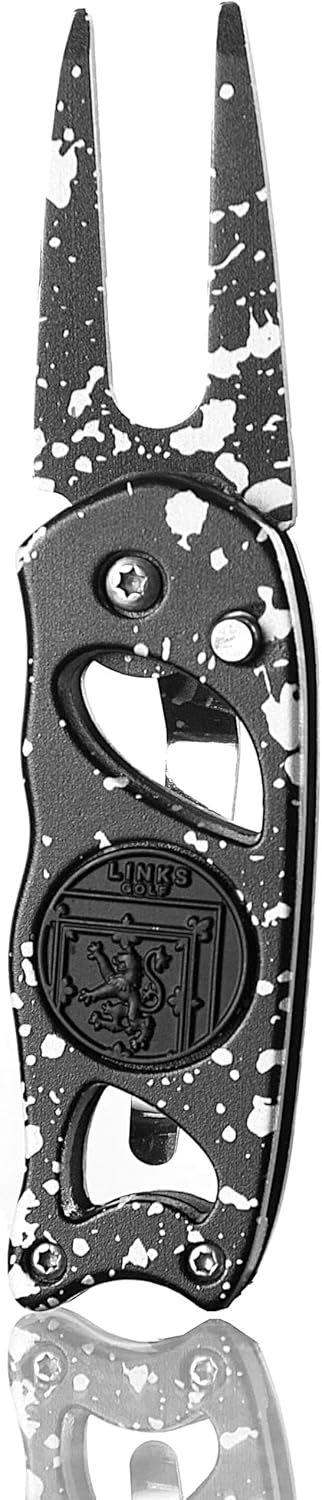 Links Golf Divot Tool with Foldable Pop-up Button & Magnetic Golf Ball Marker - Patented Golf Divot Tool and Ball Marker - Drip Collection