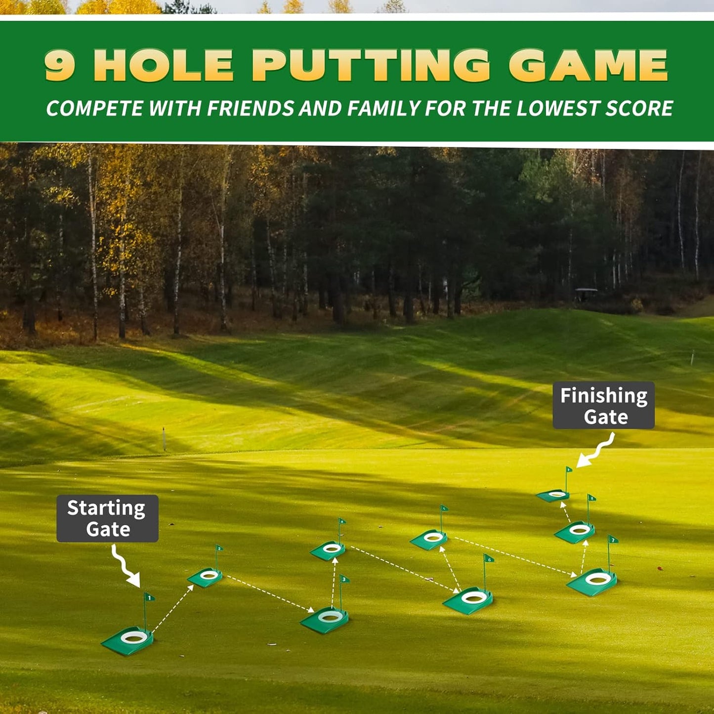 Sotiff 9 Pack Golf Putting Cup and Flag Plastic Golf Hole Training Aids Training Putters for Indoor Outdoor Men Women Office Backyard Garage Accessories