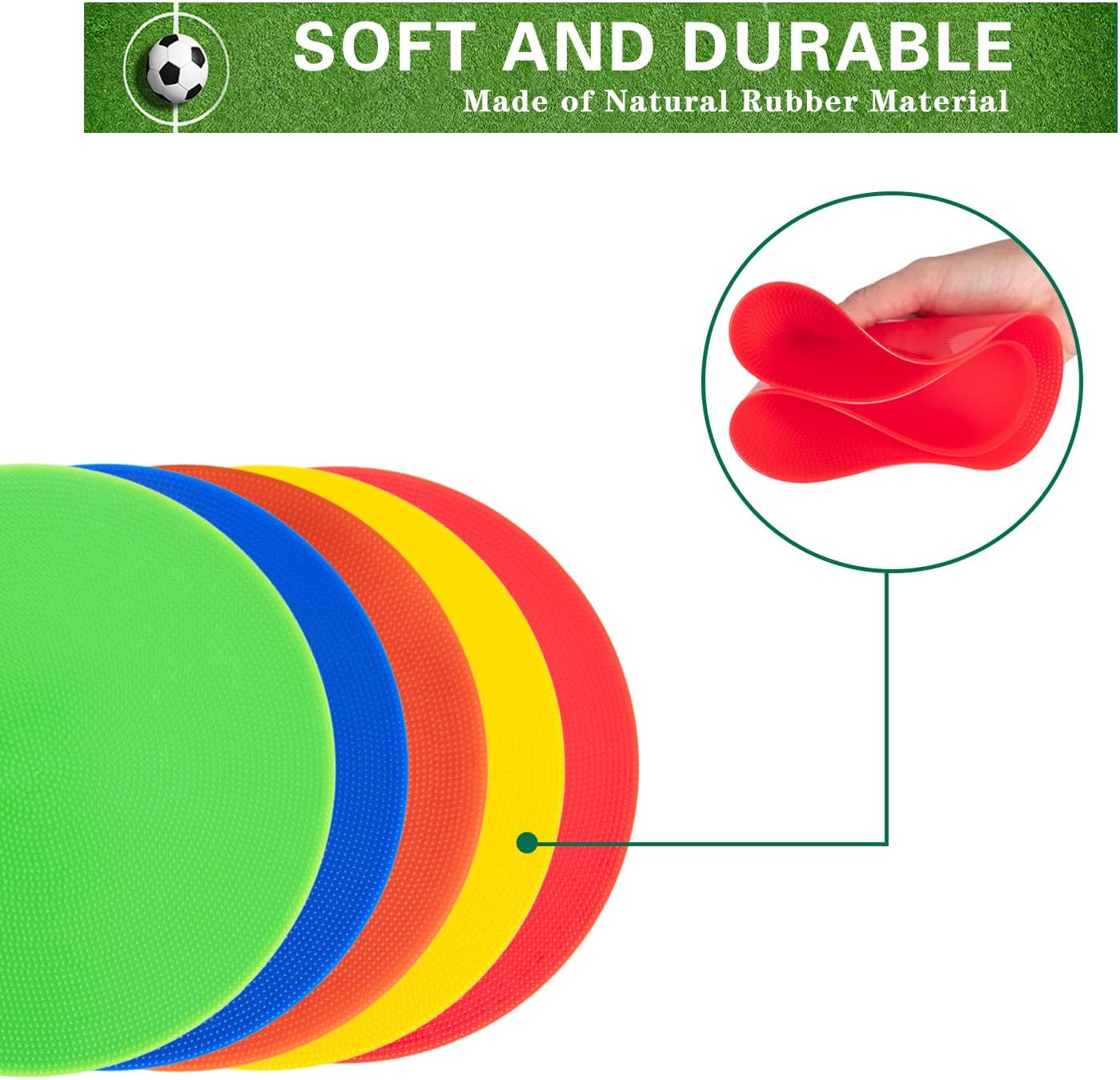 Spot Markers 9 Inch 10 Inch Non Slip Rubber Floor Markers Flat Field Cones Poly Dots for Soccer Basketball Sports Speed Agility Training and Drills