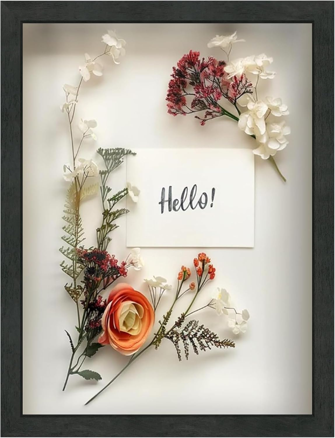 FrameWorks 12x16 Driftwood Wooden Shadow Box Frame – Soft Felt Back, Tempered Glass, and Included Elegant White Ball Push Pins