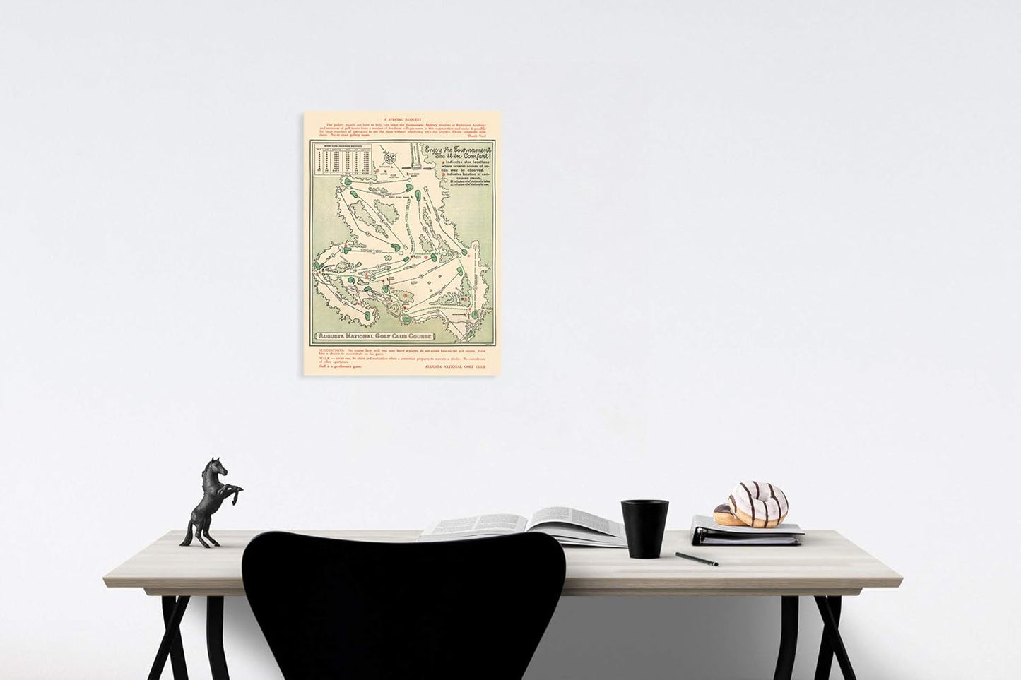 Historic Map - Augusta National Golf Club Course, 1954 - Unframed Vintage Wall Art 33in x 44in