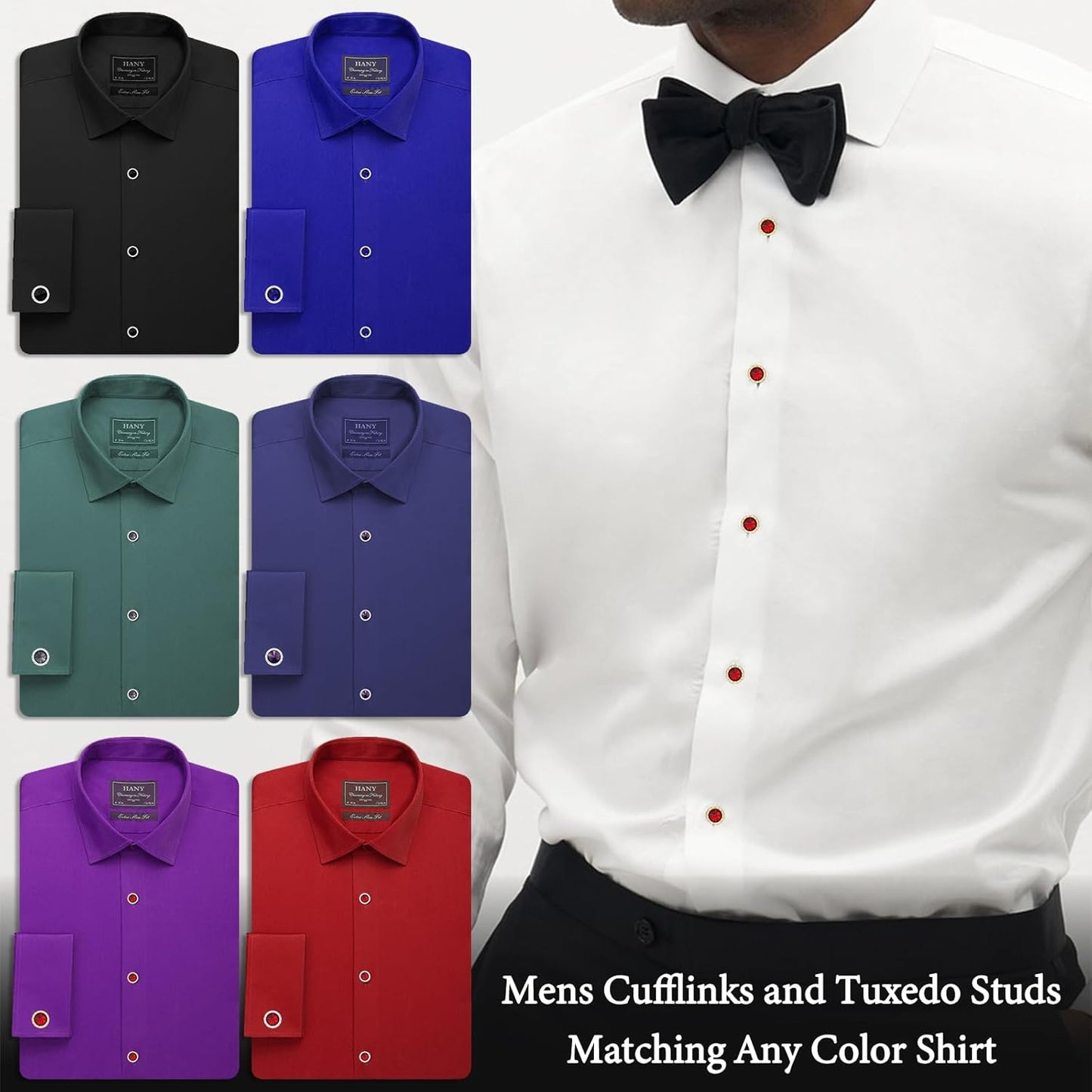 HAWSON Birthstone Tuxedo Studs and Cufflinks Set for Men's Suit Tuxedo Formal Dress Shirt Wedding Business Party Accessories