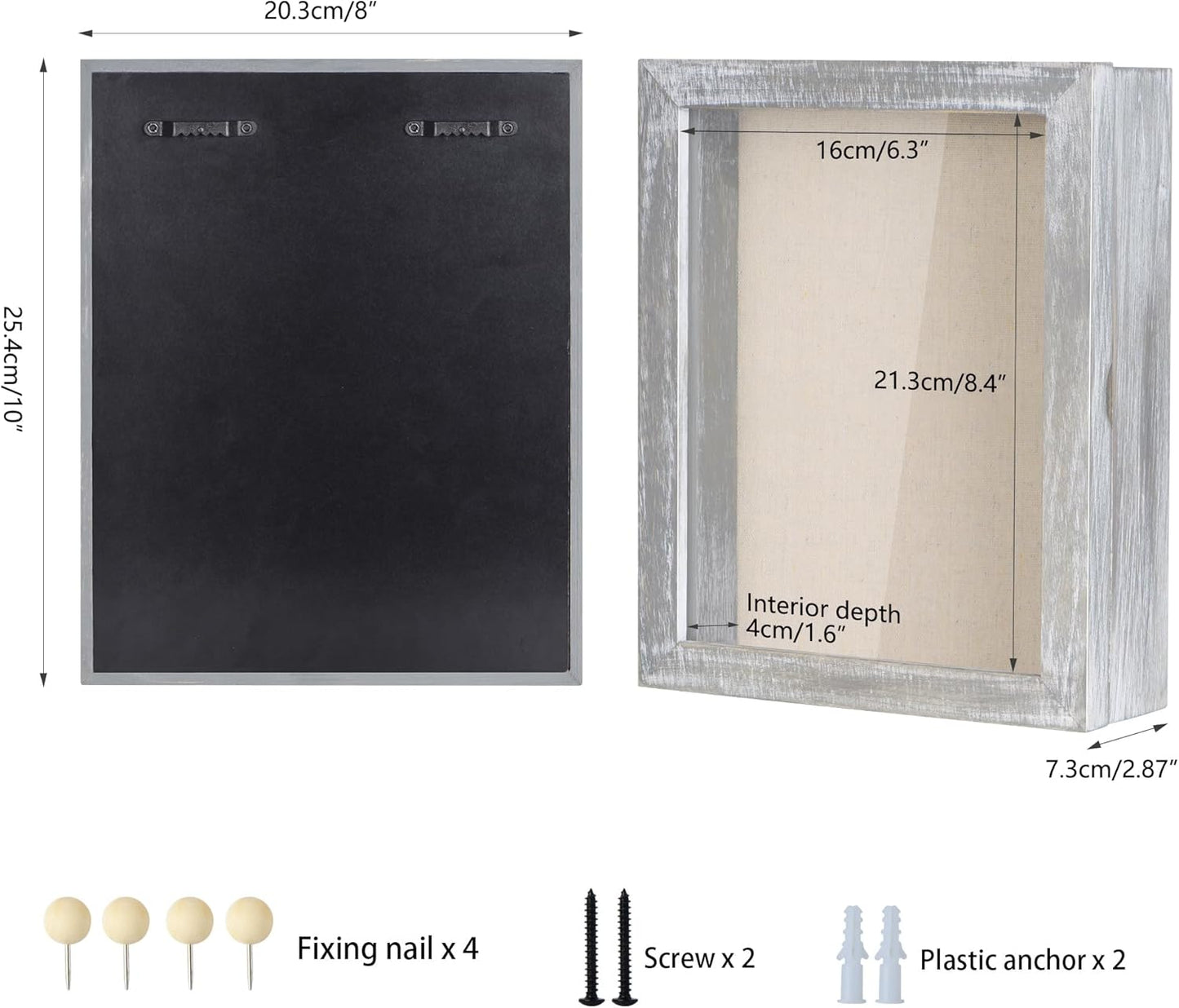 Love-KANKEI Shadow Box Frame 8x10 Shadow Box Display Case with Linen Back Memorabilia Awards Medals Photos Memory Box Gift Grey