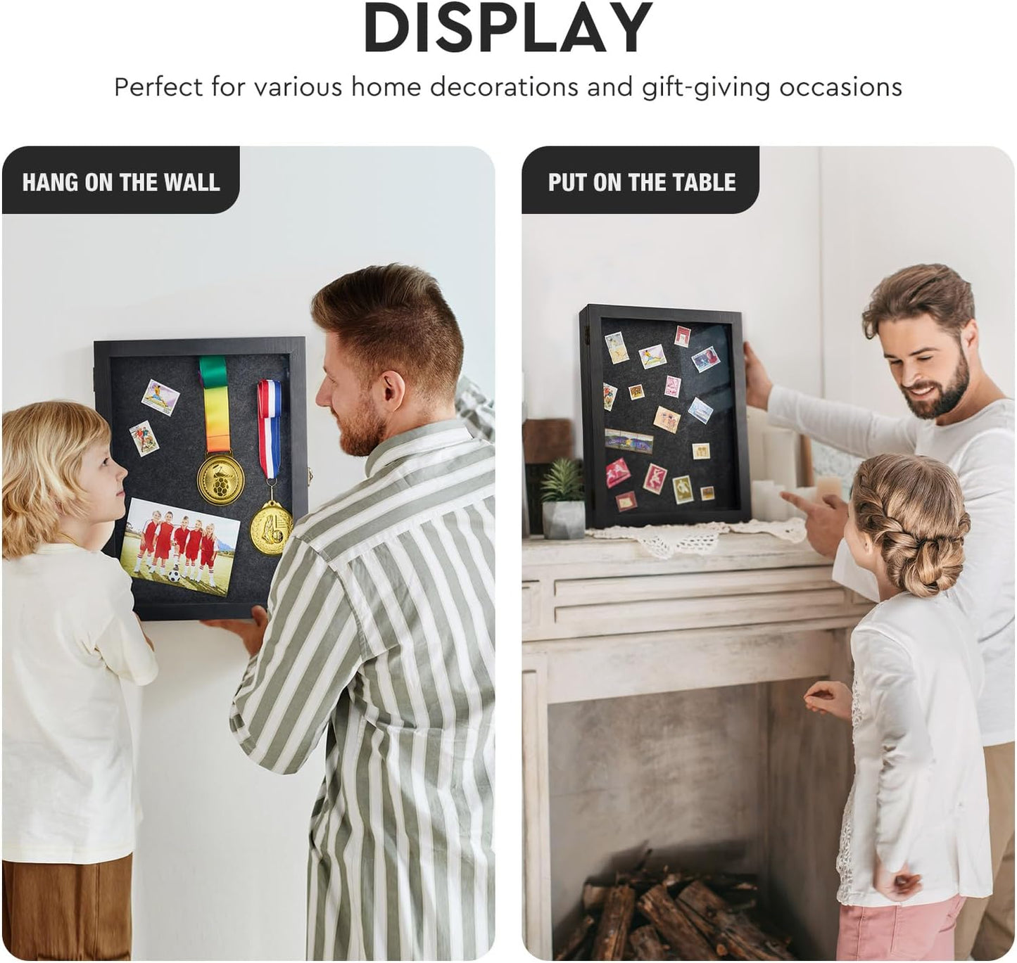 Black Shadow Box Frame 11X14 with Shelves, Medal/Challenge Coin Display Case, Pet Memorial/Wedding Shadow Box, Best Anniversary/Birthday/Bridal Shower/Engagement/Wedding Registry/House Warming Gifts