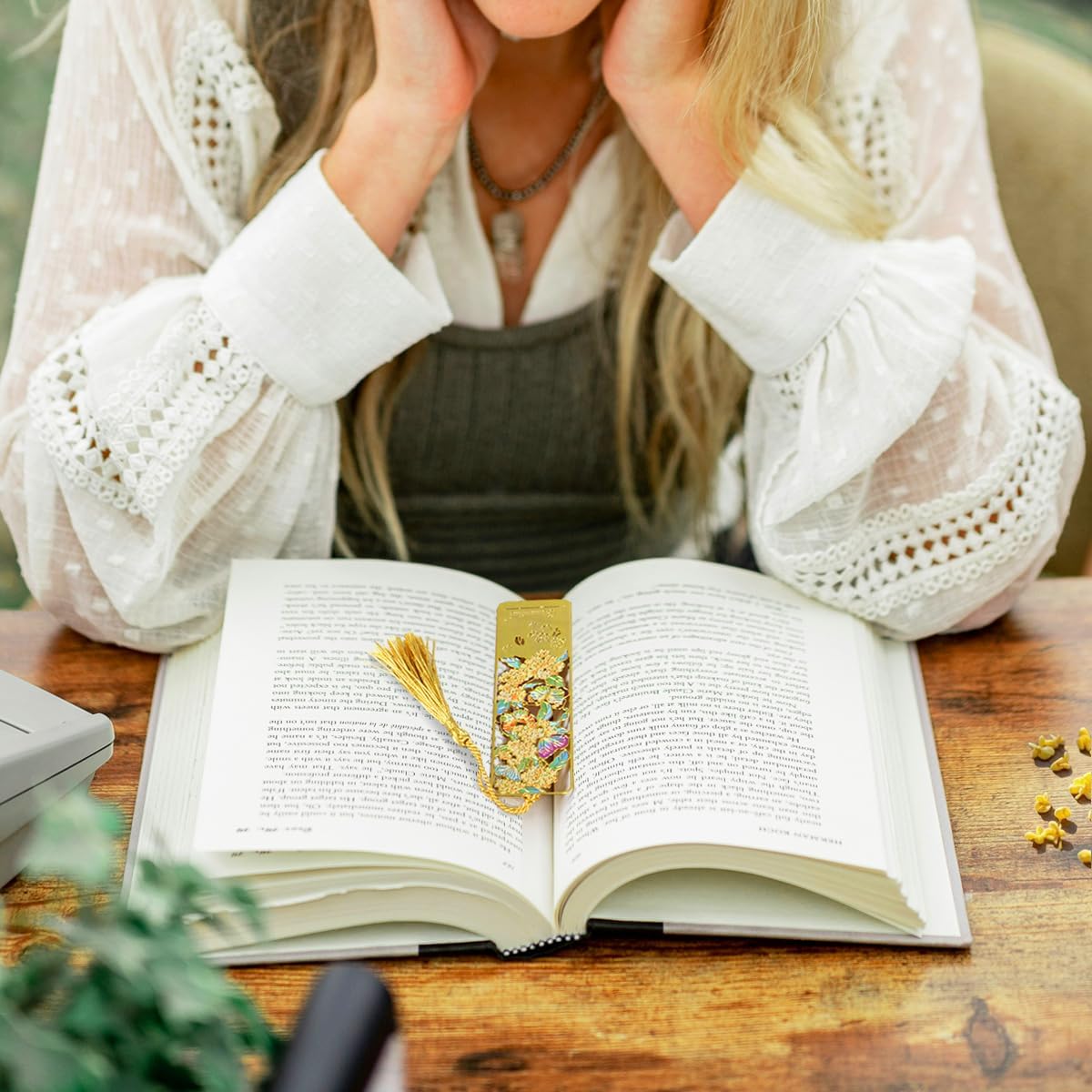 3pcs Metal Flower Bookmarks with Tassel for Reading Women, Pretty Cute Book Markers for Women, Kids, Book Lovers, Reading Accessories Gifts for Book Lovers (Style 1)