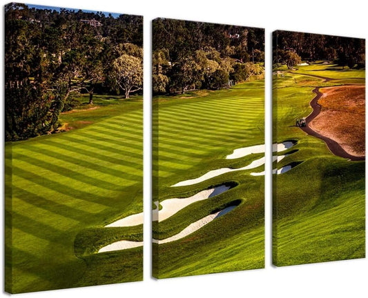 USA California Golf Course Canvas Wall Art for Living Room Bedroom Bathroom Home Decorations Golf Artwork Canvas Prints Modern Framed Artwork Ready to Hang(20''W x 40''H x3)
