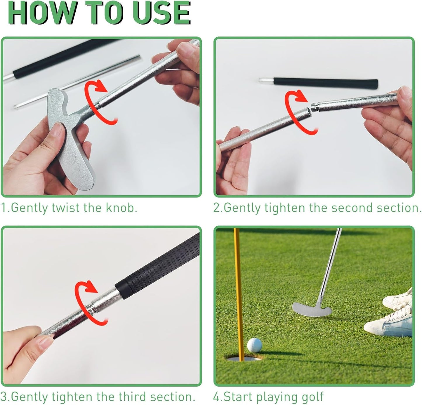 QPPKI Golf Putter - 33" Two-Way Putter for Left/Right Hand, with Practice Balls, Golf Combo Set for Men's Women's Kids, Indoor Outdoor Use