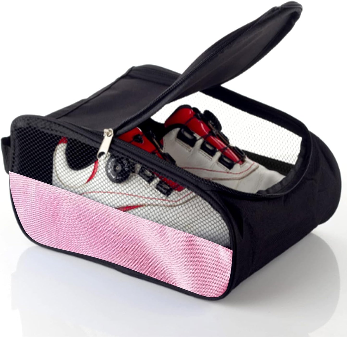Golf Shoe Bag, Golf Shoes Bags Men/Women Outdoor Zippered Carrier Bags with Ventilation Sport Shoes Bag Travel Shoe Bags (Light Pink)