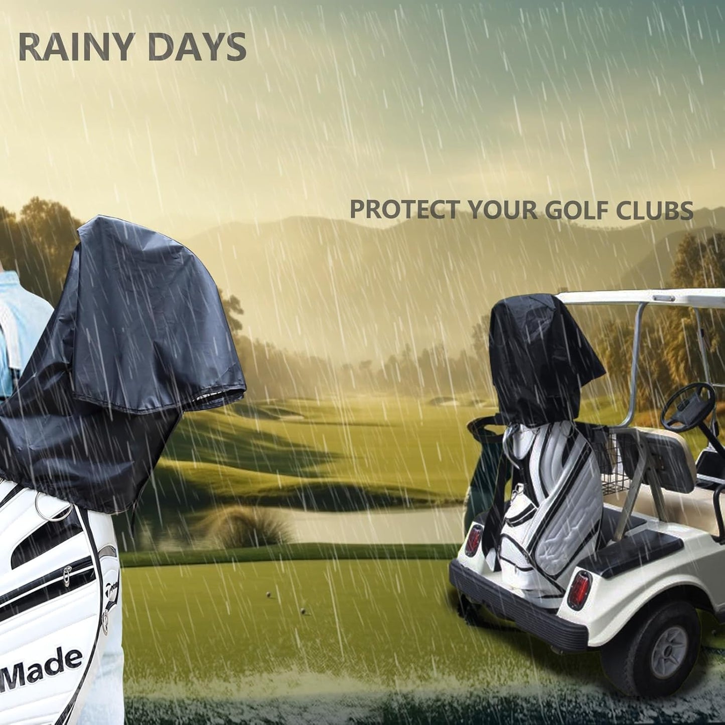 Upgrade Golf Bag Rain Hood Waterproof Golf Bag Rain Cover for Golf Club Bags Fit Almost All Golfbags or Carry Cart