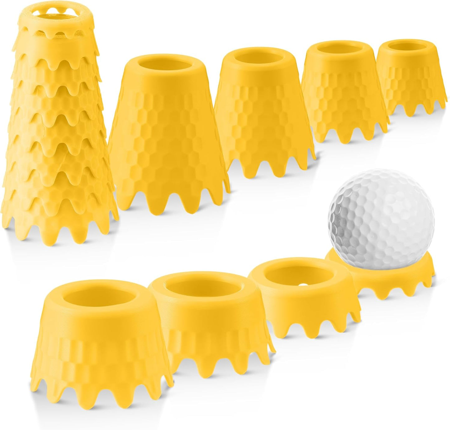 8 Pack ‌Simulator Golf Tees, TPU Unbreakable Material, Height from 1/4" to 2", Suitable for Indoor, Outdoor, Winter, Golf Mats, Turf and Driving Range