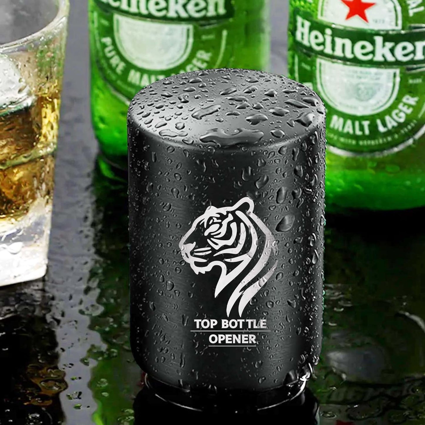 Push Down Bottle Opener,Automatic Beer Openers,Premium Bottle Opener Stainless Steel Bottle Cap Mover Magnetic Corkscrew, Beer Bar Accessories Gifts for Him BF,Can Openersfor Home Picnic Camping