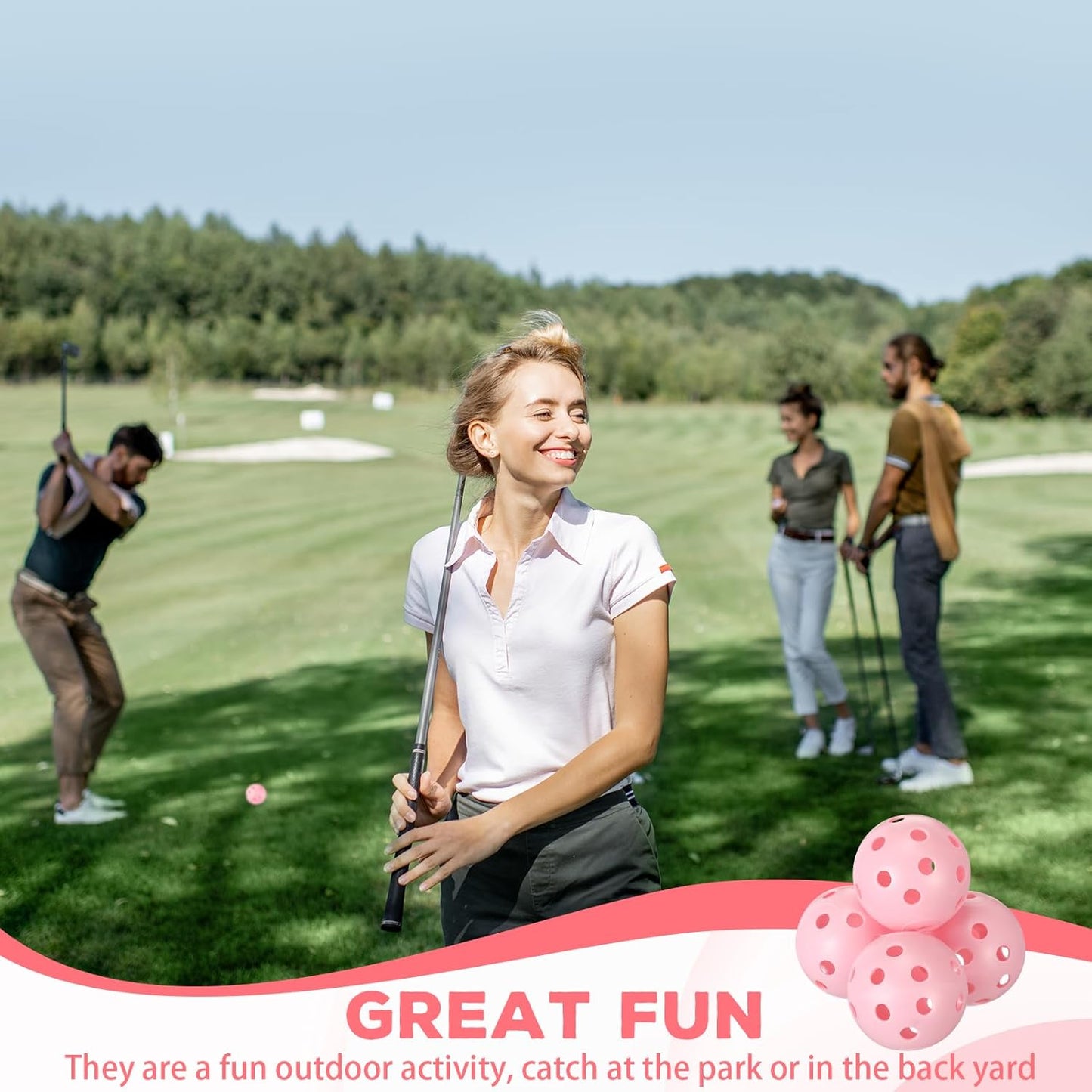 24 Pack Practice Golf Balls 42 mm Limited Flight Plastic Golf Training Airflow Hollow Ball for Driving Range Swing Practice Backyard Indoor Outdoor Home