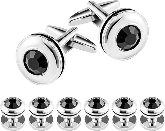 Cufflinks for Men and Tuxedo Shirt Studs Set with Gift Box Stainless Steel Cuff links