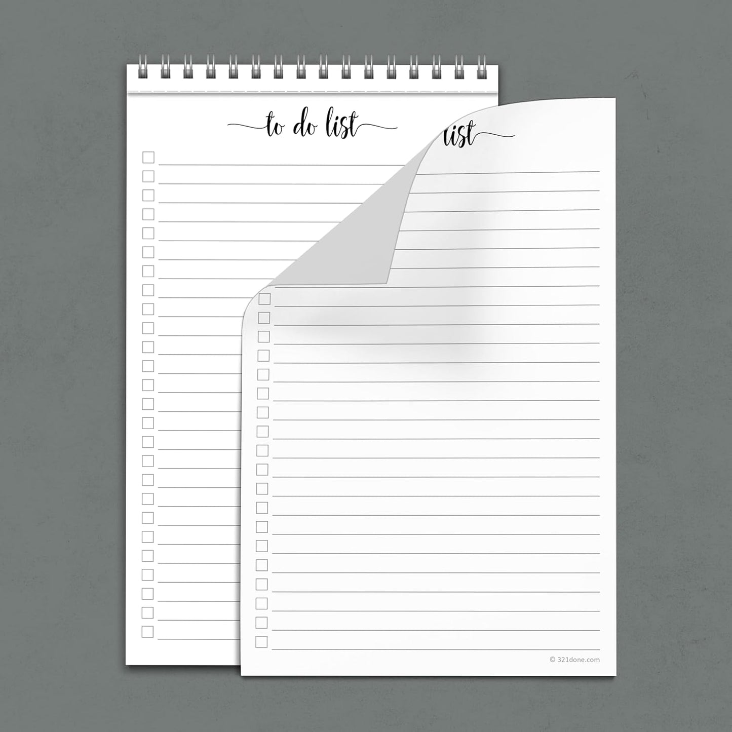 321Done to Do List Notepad 5.5x8.5 Spiral - Made in USA, Simple Undated Checklist, Daily Planner Notebook for Organizing, Planning, Task Checklist Organizer for Work, Office, Home, School - 50 Sheets