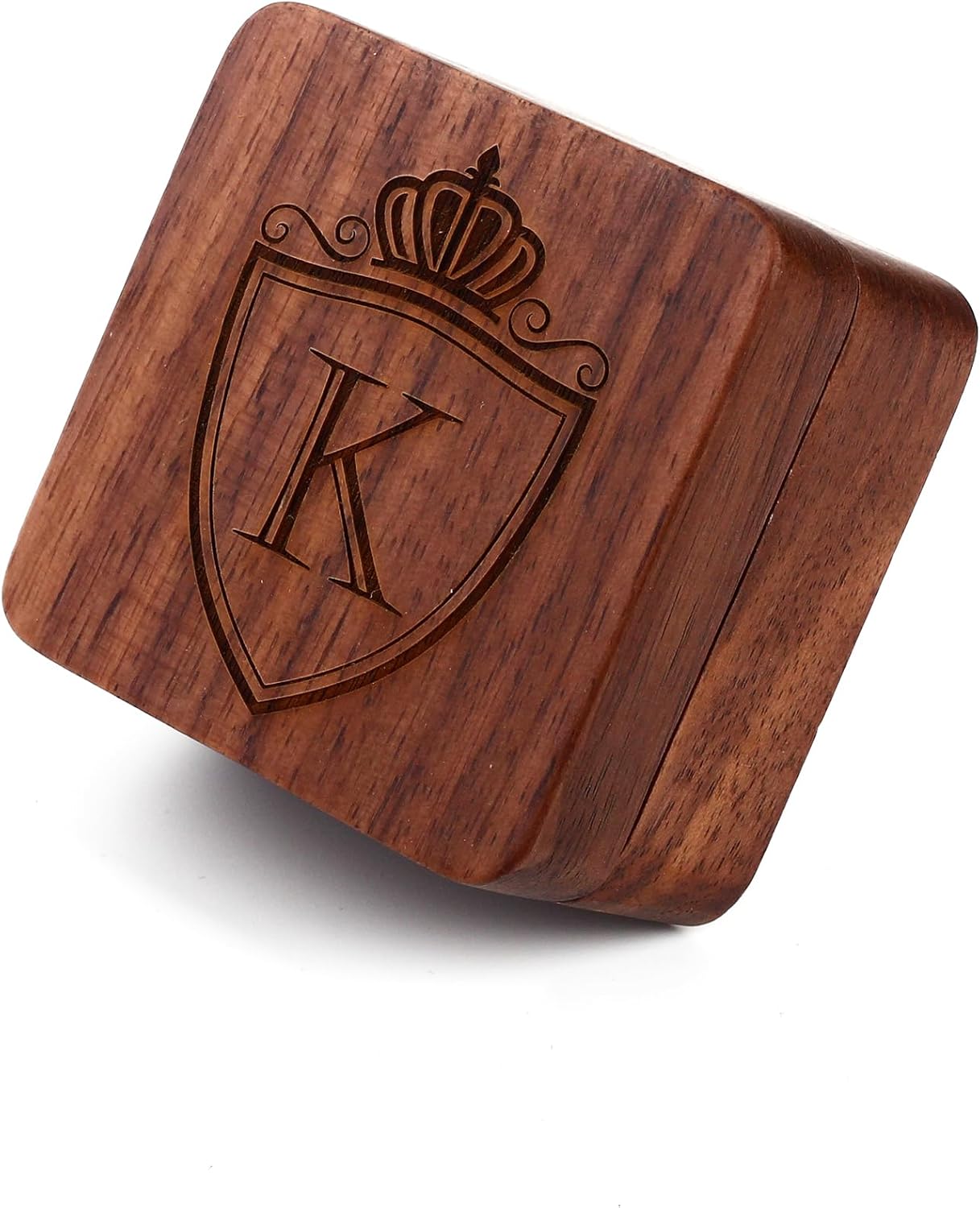 Mens Initial Silver Cufflinks A-Z Alphabet Letter Steel Cuff Links with Engraved Walnut Wood Box Groom Groomsman Wedding Set…