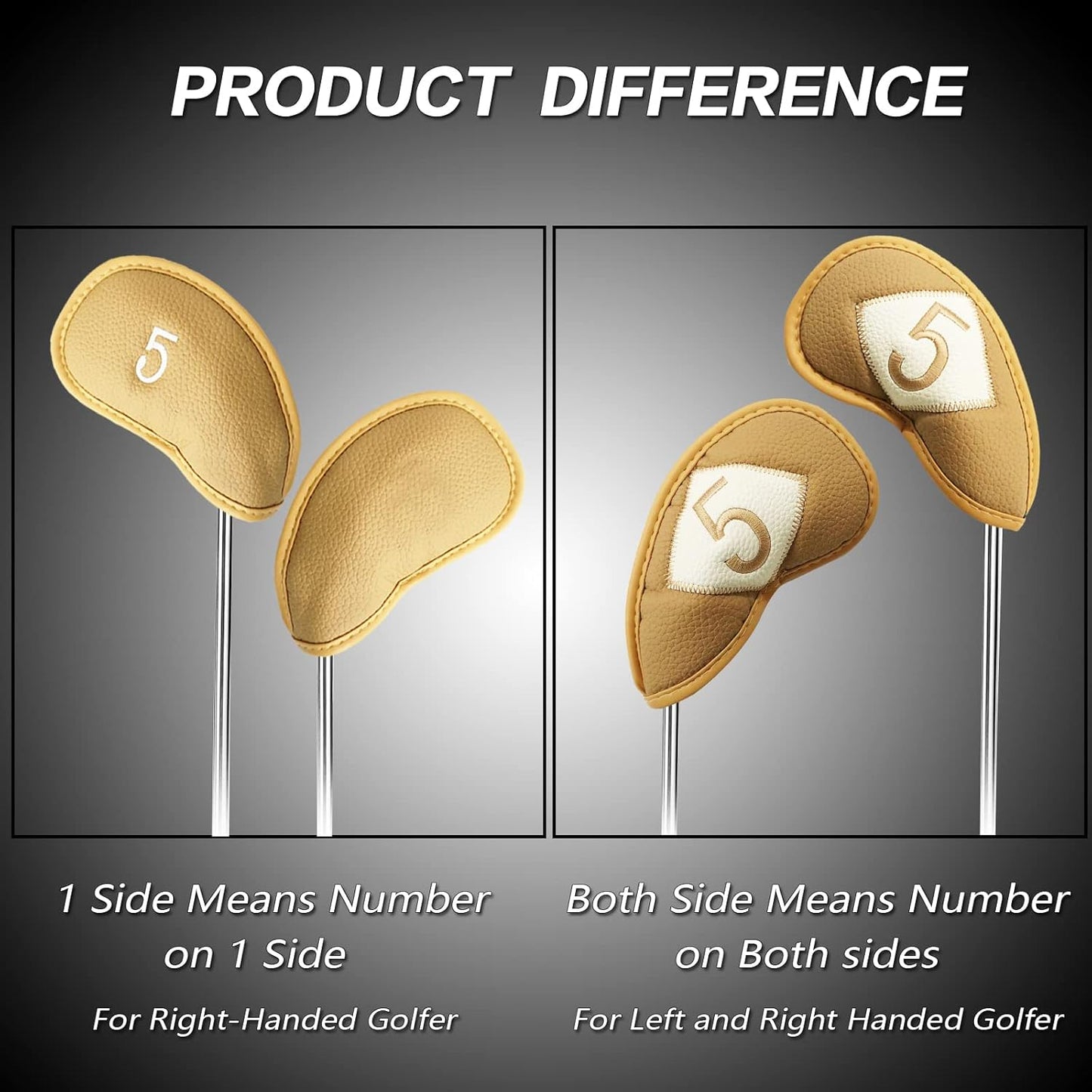 FINGER TEN Premium Synthetic Leather Stylish Iron & Wedge Golf Head Covers Value 12 Piece Set, Embroidered Labels & Fits Most Clubs Gift Set, Travel Protection Accessories