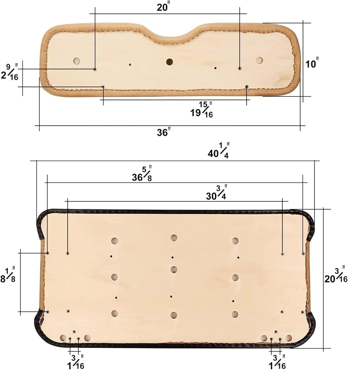 Huskey Parts Company Golf Cart Seat Cushion Set for Front Seat Lean Back & Bottom Charcoal Color for EZGO TXT 1994-2013, Golf Cart Front Seat Replacement with Mounting Hardware & hinges