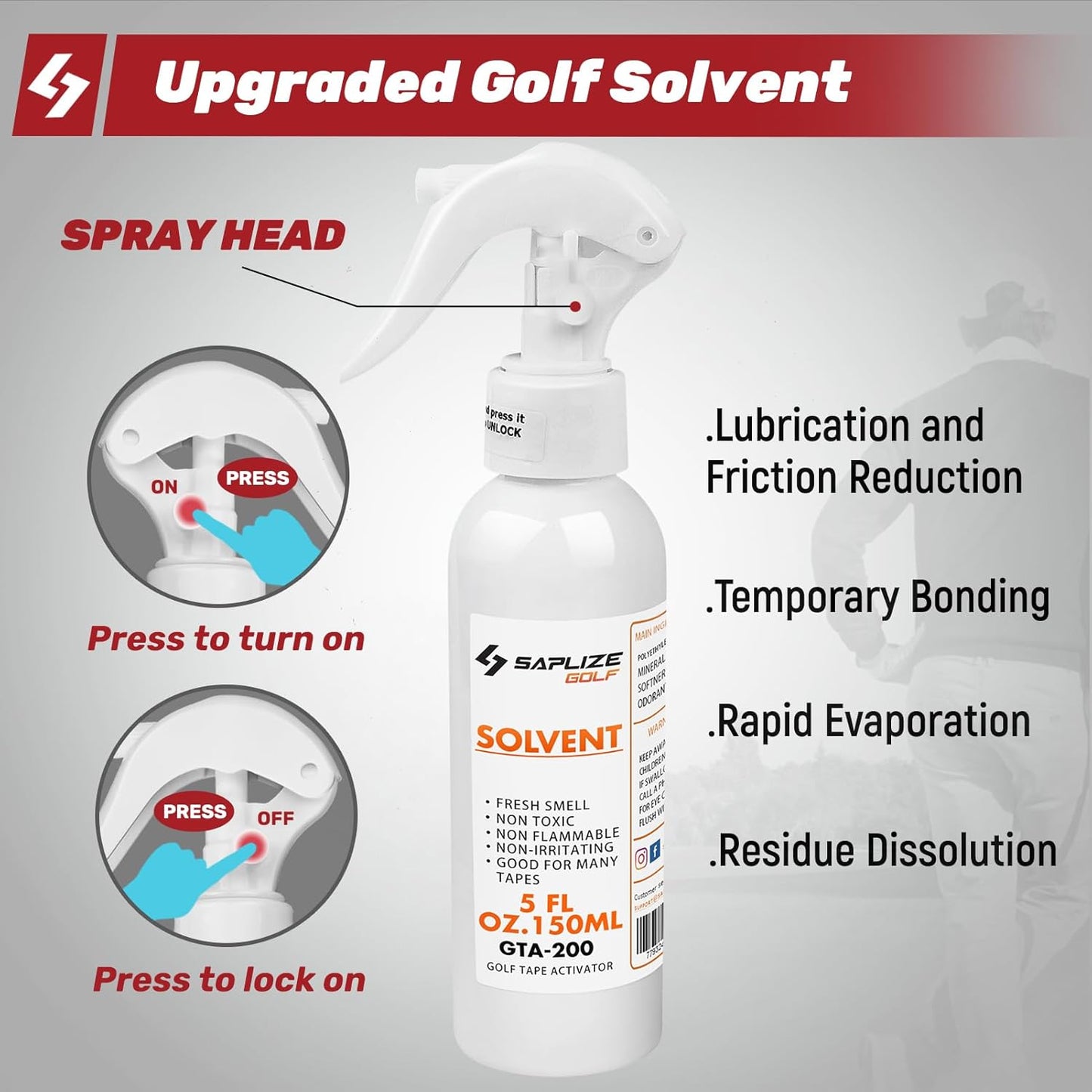 SAPLIZE Golf Grip Complete Kit – 5oz Solvent, 15 Grip Tapes, Tape Remover Tool, Hook Blade & Rubber Vise Clamp for Regripping Clubs