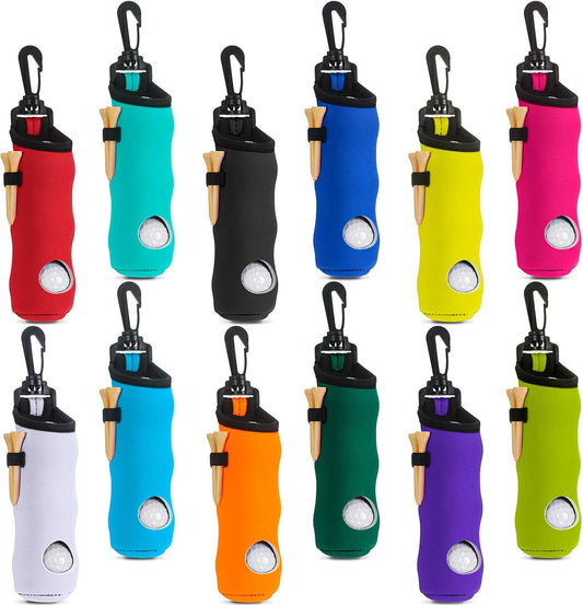 WILLBOND 12 Pcs Golf Ball Tee Holder Neoprene Pouch Golf Ball Carry Bag Multicolor Portable Accessories for Man Woman
