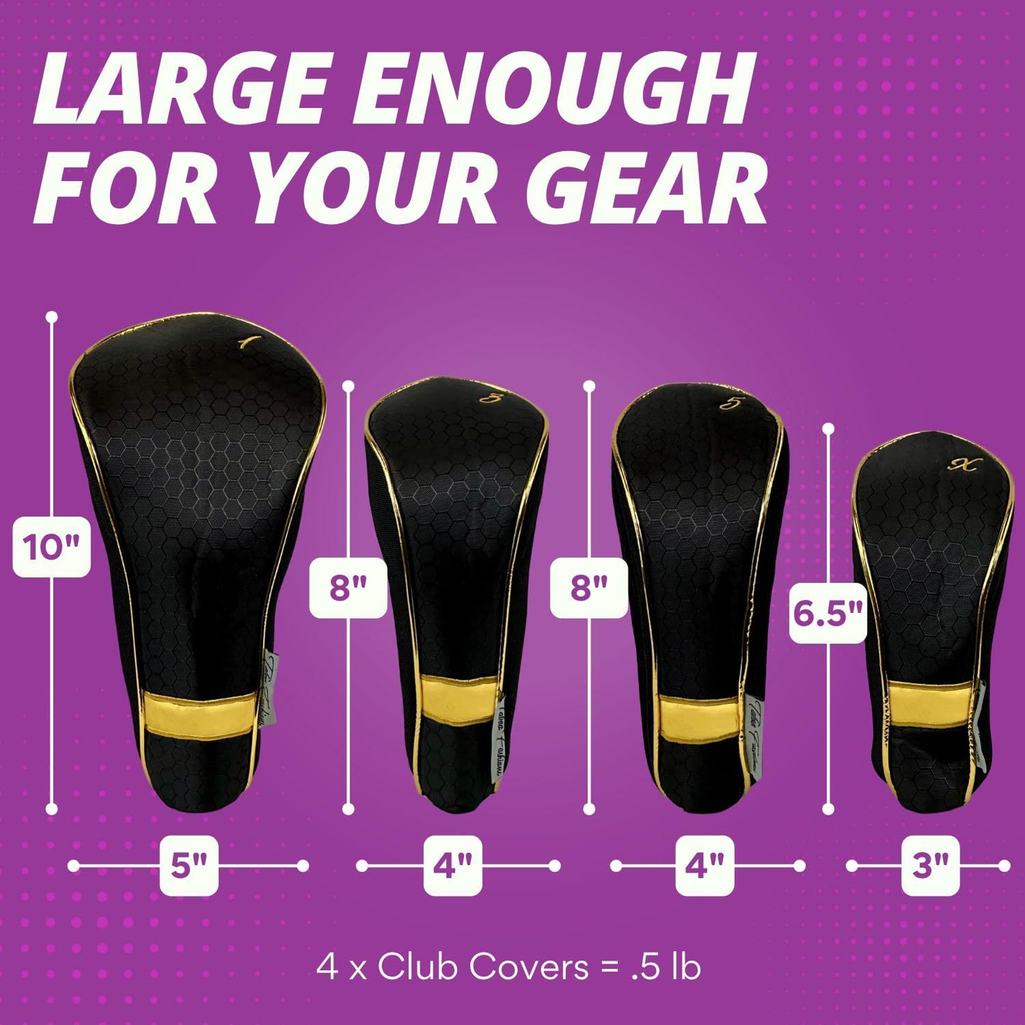 Taboo Fashions Monaco Golf Club Covers for Women - Numbered Golf Headcovers Set for Driver, Fairway and Hybrid Clubs - Weather Resistant, Pack of 4