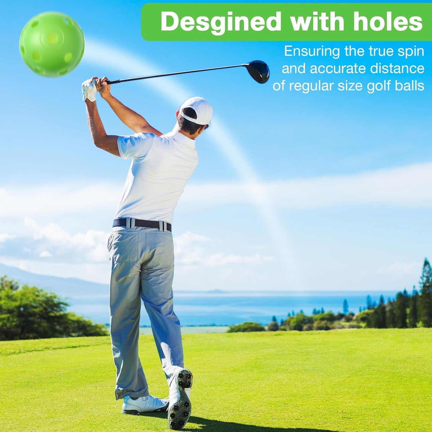 80 Pack Practice Golf Balls Limited Flight 42 mm Golf Training Airflow Hollow Plastic Ball for Women Men Indoor Outdoor Driving Range Swing Practice Home