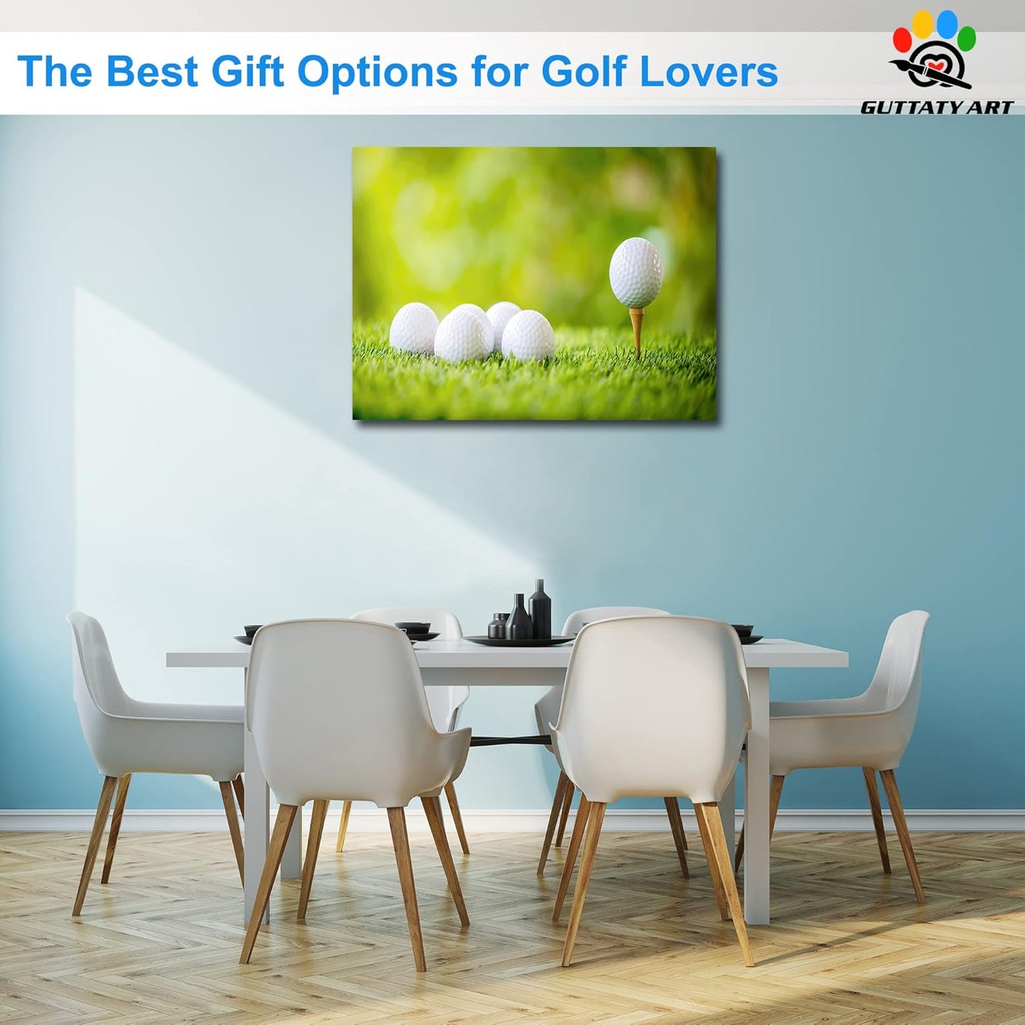Canvas Wall Art, Golf Wall Art Painting Prints for Living Room Wall Decor, Golf Balls Close Up Detail Poster Picture for Bedroom Decor, Framed Artwork for Office Home Decoration 18x24 Inches
